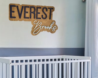 Layered Wood Name Sign: Nursery Decor, Above Crib