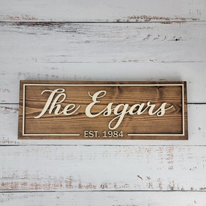 Personalisiertes Hochzeitsgeschenk Nachname Etabliertes Zeichen Familienname Zeichen Holzschild Benutzerdefiniertes Holzschild Jahrestag Paar Geschenk Personalisiertes Zeichen