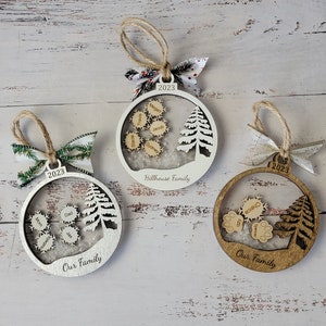 Custom Personalize Snow Globe Christmas Ornament | Christmas 2025 | Family Gift| Personalized yearly family Ornament, wooden Ornament