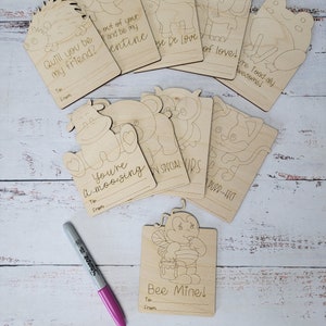 Cartoline di San Valentino verniciabili, Cartoline di San Valentino per bambini, Insegnante P, Classe, Regalo di San Valentino, Fatto a mano, Personalizzato, set di 10