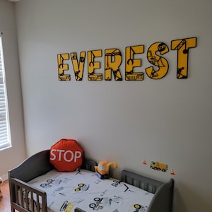 Construction name sign, Construction letters, letter sign, Construction nursery sign, Construction decor, themed nursery decor
