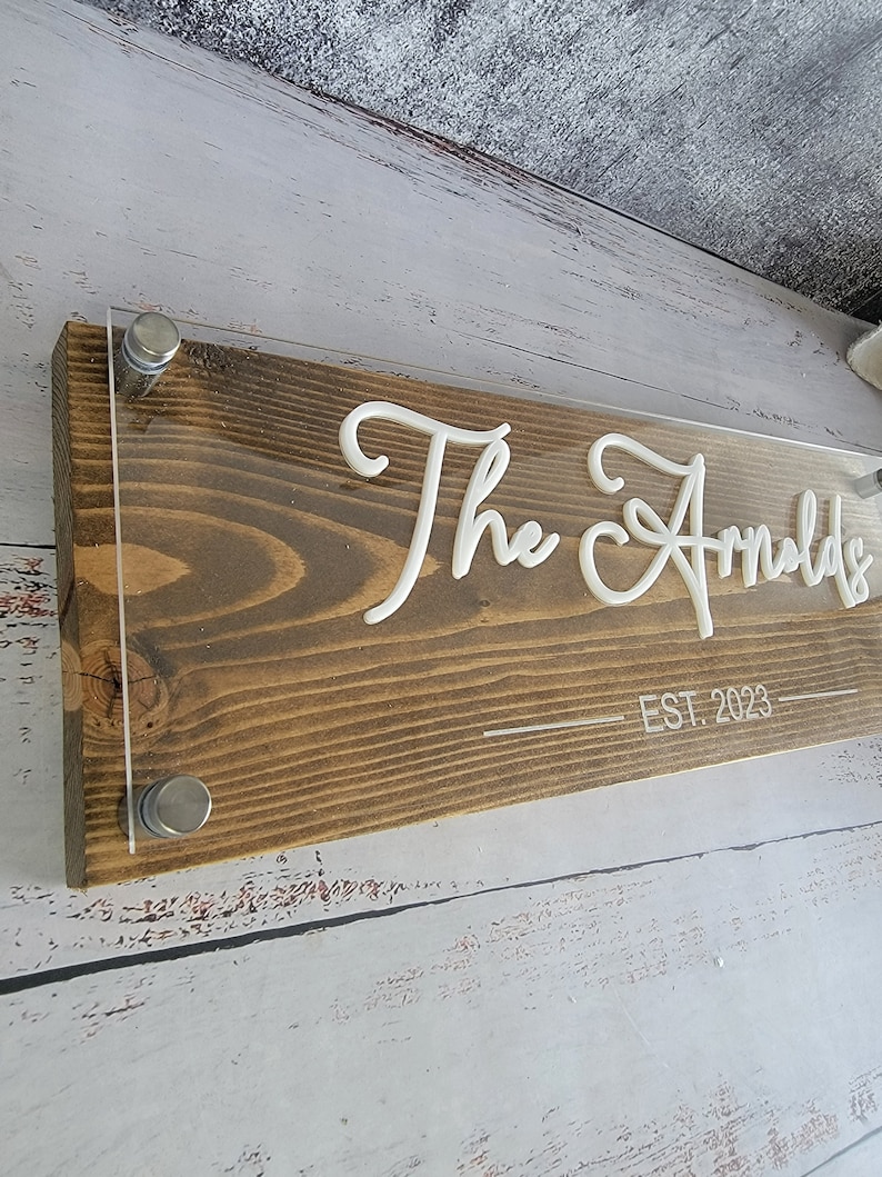 Personalized Family Name Sign: 3D Wood & Acrylic, Established Date - Etsy