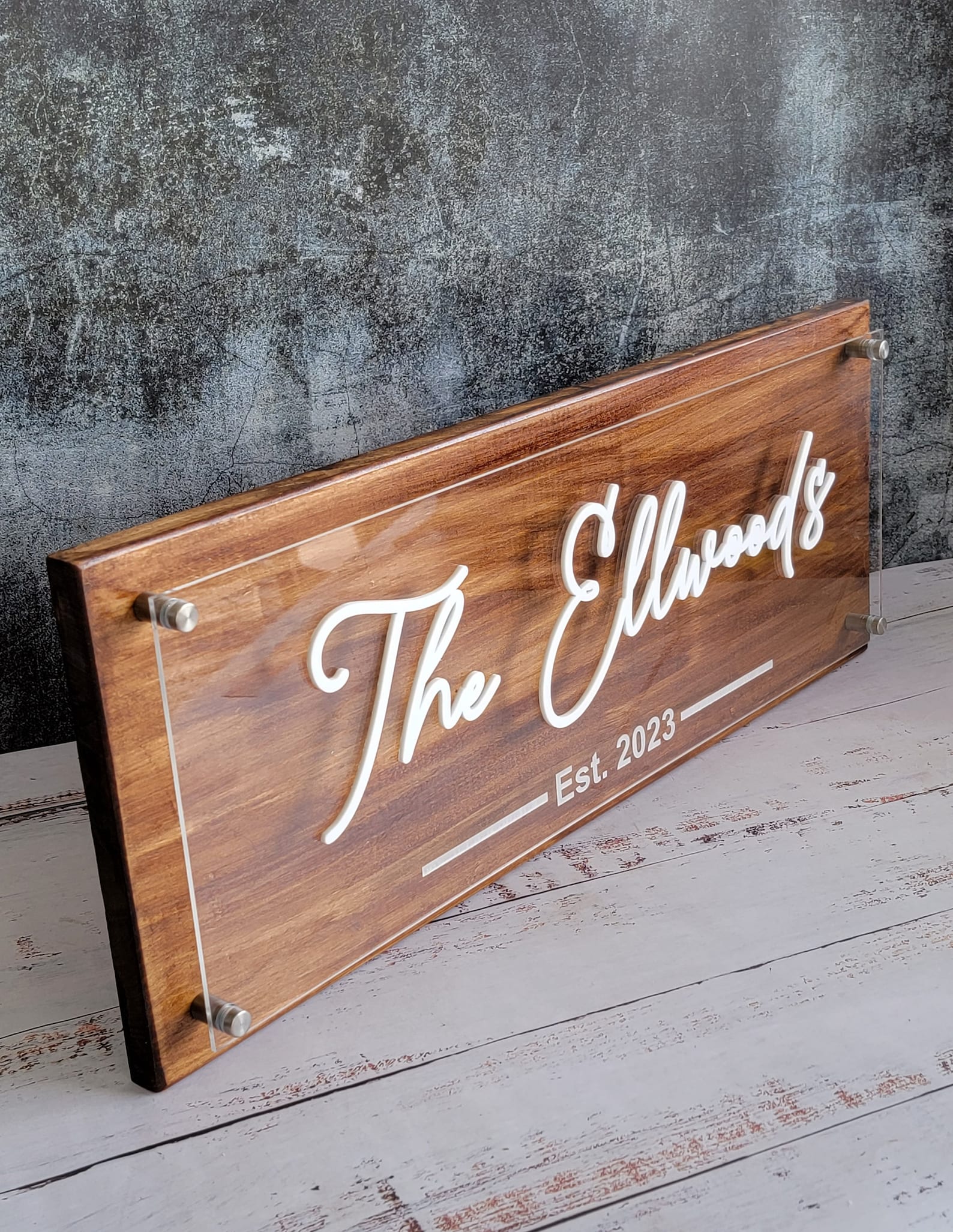 Personalized Family Name Sign: 3D Wood & Acrylic, Established Date - Etsy