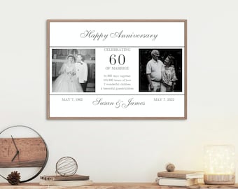 Wedding Anniversary Gift with Then and Now Photo Digital Template