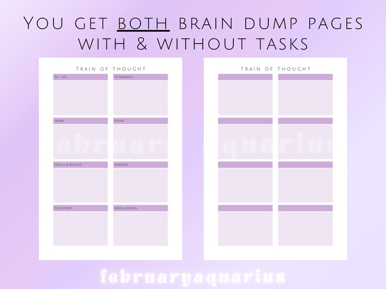 Printable Brain Dump Planner Insert Pages Thoughts Declutter - Etsy