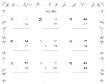 Double digit addition  and subtraction Worksheet, 60 Practice sheets with Answers  Instantly Downloadable