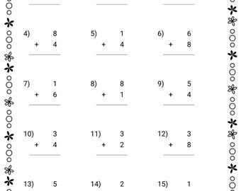 Addition Worksheet, 50 Practice sheets with Answers, Single digit addition  Instantly Downloadable