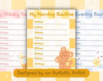 Daily Routine Organisers | Morning, Midday, Evening 3pcs | Neurodivergent | Autism | ADHD | Executive Functioning