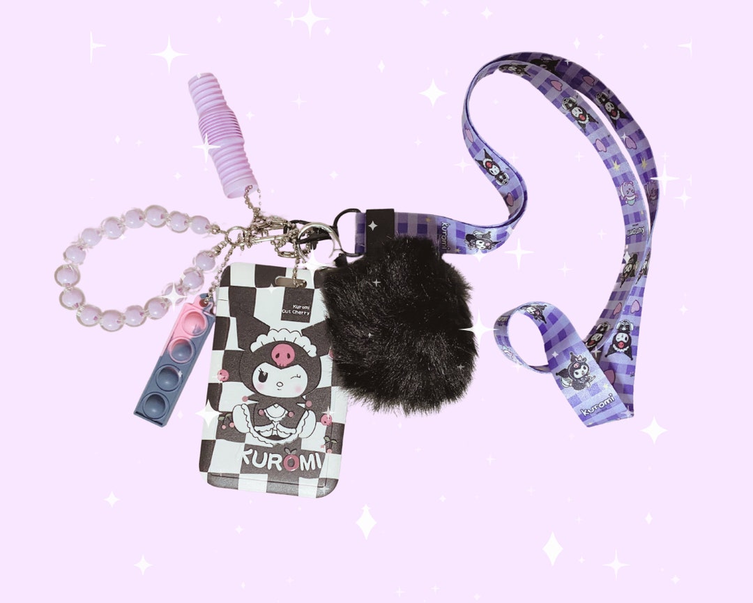 Fidget and Sensory Lanyard Kawaii Kuromi Themed for Neurodivergent
