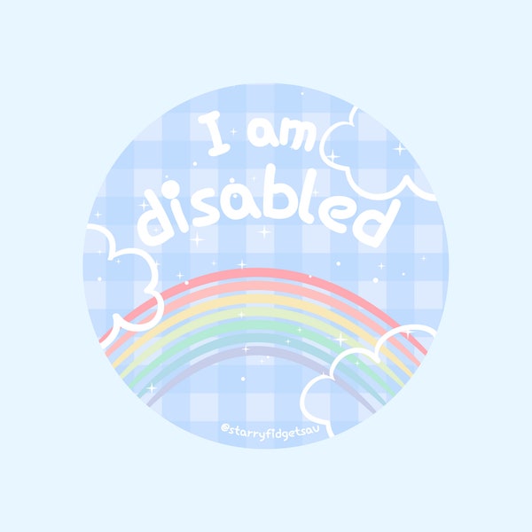 I’m Disabled Pin | Tin Badge | Alert Pin | Lanyard Badge | Holographic | Awareness | Button Badge | Rainbow | Autism | Disability