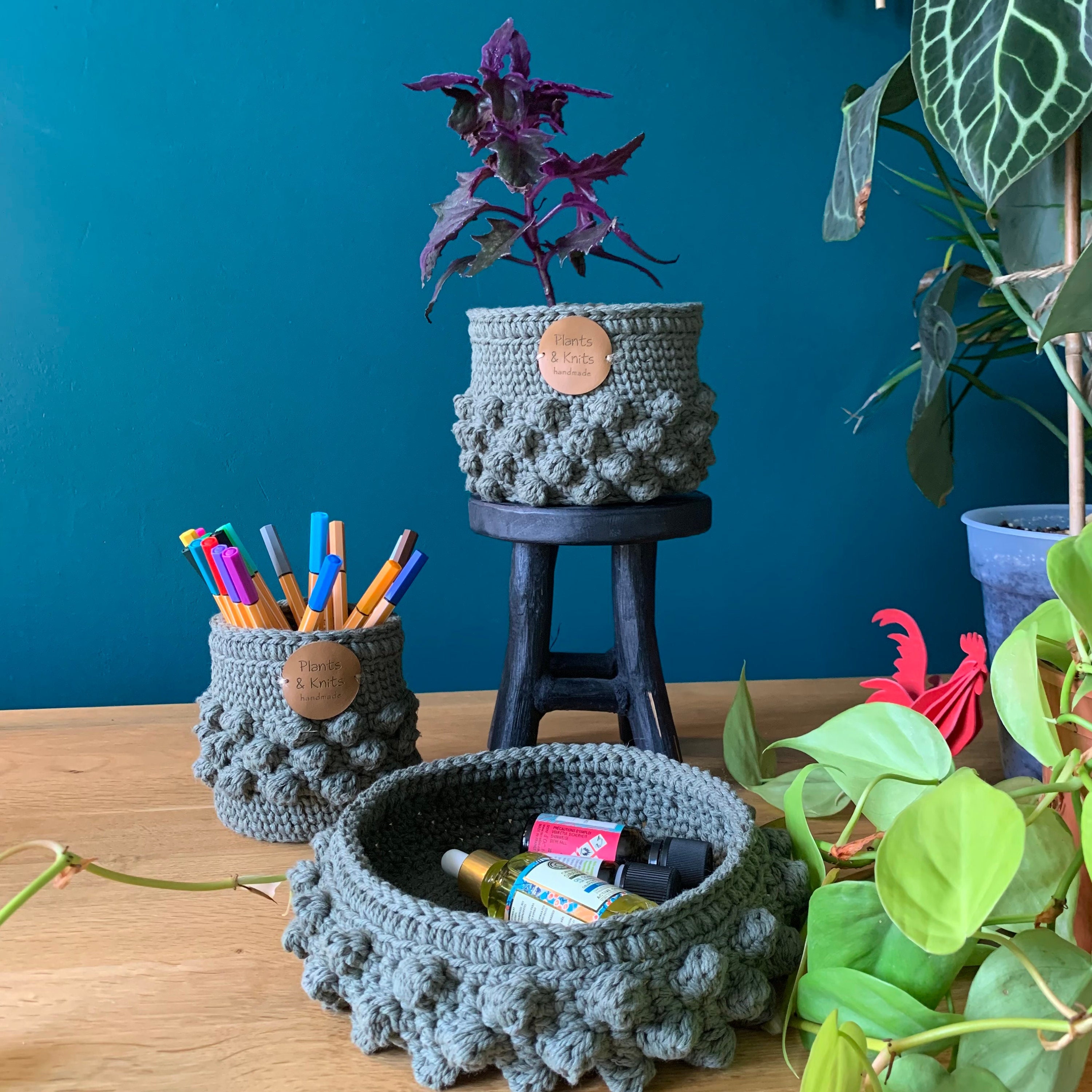 Paniers Ronds Différentes Tailles en Coton, Cache Pot Pour Plantes, Décoration Bohème, Corbeille Ran