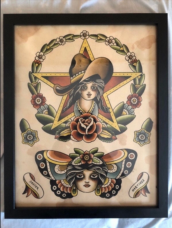 2 Old School Tattoo Flash Print 28x36 Cm / 11”x14” No Frame