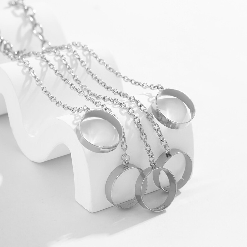 Silver Five Finger Hand Chain Ring Bracelet Connected Chain Etsy