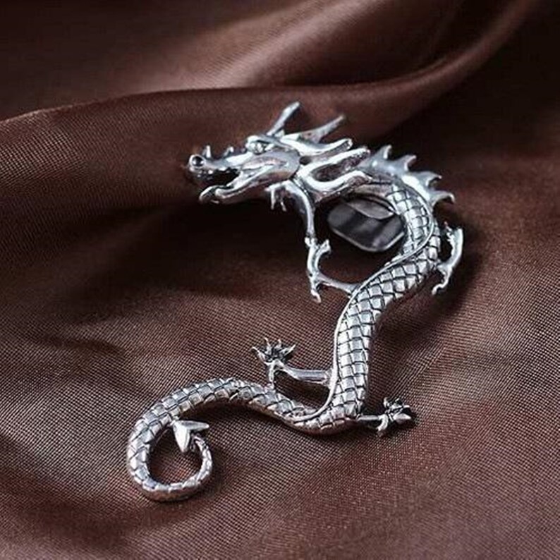 Silver Dragon Ear Cuff No Pierced Ear Cuff Unisex Ear Cuff Etsy