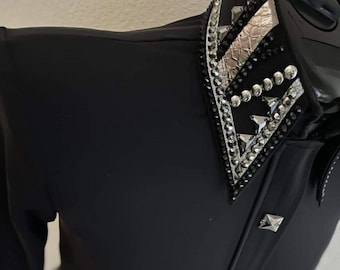 Best Selling Black Western Show Shirt With Swarovski Stones for Rodeo Queen Dress Horse Riding Jacket Showmanship Horsemanship  Equestrian