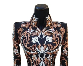 Western Show Jacket For Her Yam & White Western Pleasure Show Jacket Western Showmanship Jacket Horse Show Clothing Horse Riding Show Jacket