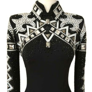 Custom Made Silver With Black Base Crotch Top Body Suit Western Show Jacket Rodeo Dress Horse Riding Showmanship Sportsmanship Horsemanship