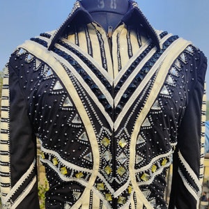 Western Show Jacket Chrome And Black With Black Base Show Jacket Rodeo Queen Dress Horse Riding Showmanship Sportsmanship Horsemanship Rodeo