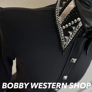 Best Selling Black Western Show Shirt With Swarovski Stones for Rodeo Queen Dress Horse Riding Jacket Showmanship Horsemanship  Equestrian