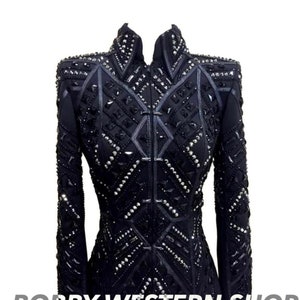 Hot Selling Black with Black Base Show Jacket Show Wear Dress Rodeo Queen Horse Riding Showmanship Sportsmanship Horsemanship