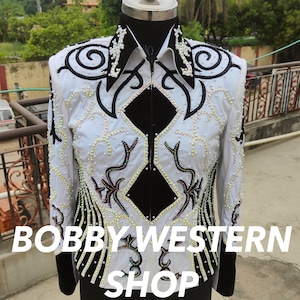 Best Selling Silver and Black, White Base Show Jacket Rodeo Queen Dress Horse Riding Showmanship Sportsmanship Horsemanship Riding Jacket
