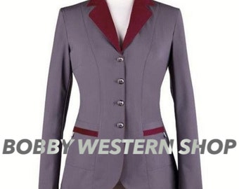 Best Seller Heather Hunt Coat LAVENDER With Maroon Collar Riding Jacket, Jumping Coat, Hunting Jacket  Horsemanship Western Wear Equestrian