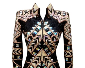 Bestverkochte koperen en gouden western showjas | Rodeo Queen paardrijjurk | Showmanship, paardrijden en recreatieve kleding - Cadeau voor haar