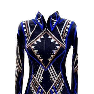 Custom Made admiral blue and silver with black base - Show Jacket Rodeo queen Horse Riding Showmanship Sportsmanship - Horsemanship Pleasure
