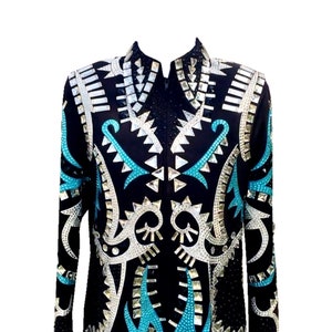 Western Women Silver and Turquoise with black base - Show Jacket Rodeo queen -Horse Riding Showmanship Sportsmanship Horsemanship Pleasure.