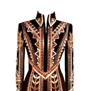 Hot Selling Gold and Copper With Black Base Show Jacket Rodeo Queen Dress Horse Riding Showmanship Sportsmanship Horsemanship Pleasure