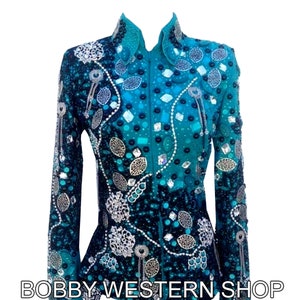Western Show Jacket Navy Blue and Silver With Blue Base Rodeo Queen Dress Horse Riding Showmanship Sportsmanship Horsemanship Pleasure