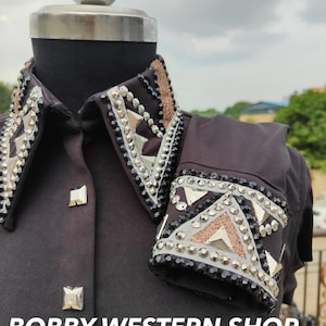 Western Black Show Shirt For Rodeo Queen Dress Horse Riding Showmanship & Horsemanship Shirt With Glass Stones Shirt For Women