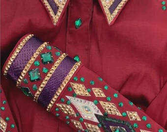 Red Western Show Shirt and Saddle blanket Combo