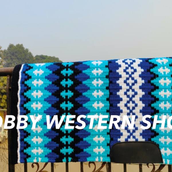 New! Fleece Western Pad with Blue Navaho main image 1