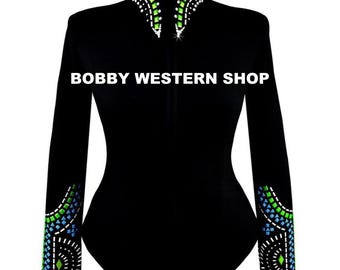 Black Western Show Shirt for Rodeo Queen Dress Horse Riding Showmanship Sportsmanship Horsemanship with Glass Stones, Valentine's Day Gift