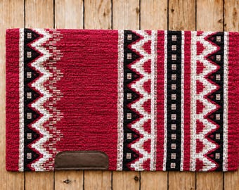 Red Western Show Saddle Pad - 100% Genuine New Zealand Wool Ranch and Equestrian Saddle Blanket