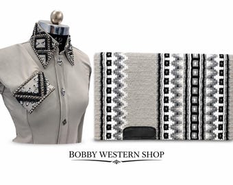 Grey Western Show Shirt and Saddle blanket Combo
