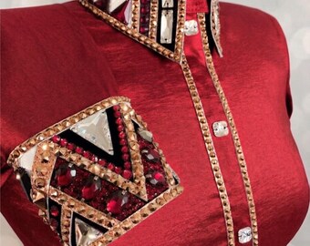 Red Western Show Shirt and Saddle blanket Combo