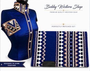 Royal blue Western Show Shirt and Saddle blanket Combo