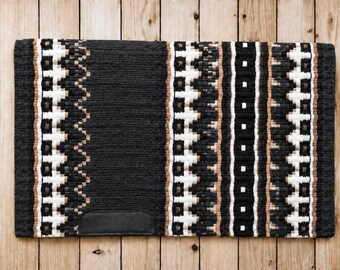 Charcoal grey Western Show Saddle Pad - 100% Genuine New Zealand Wool Ranch and Equestrian Saddle Blanket