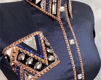 Navy blue Western Show Shirt and Saddle blanket Combo