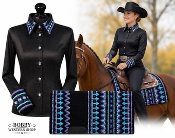 Black Western Show Shirt and Saddle blanket Combo