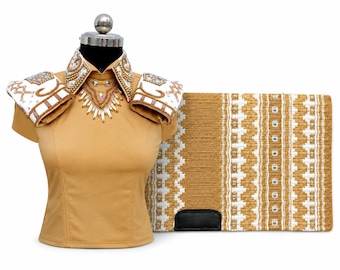 Beige Western Show Shirt and Saddle blanket Combo