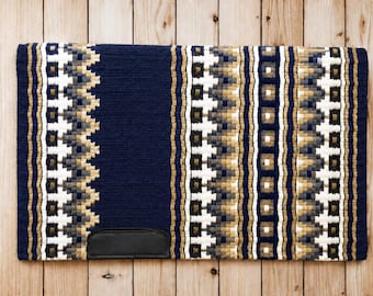 Hot Selling Navy Blue  Western Show Saddle Pad - 100% Genuine New Zealand Wool Ranch and Equestrian Saddle Blanket
