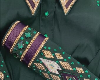 Green Western Show Shirt and Saddle blanket Combo