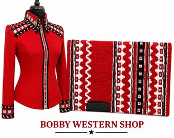 Red Western Show Shirt and Saddle blanket Combo