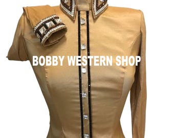 Golden Showmanship Shirt, Western Show Shirt, Horse Show Shirt, Horsemanship Shirt for Show - Valentine's Day Gift Perfect Gift for Her