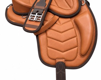 Best Selling TAN treeless freemax leather saddle leather freemax softy saddle