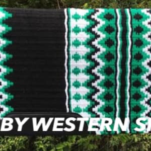 Best Selling Green and Black Western Saddle Pad Made of 100% Genuine New Zealand Wool Horse Blanket Navajo Saddle Pad