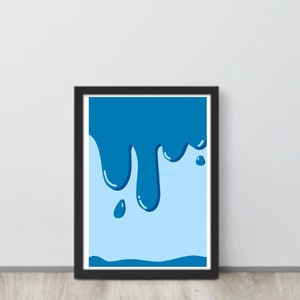 Blue Paint Drip Digital Art
